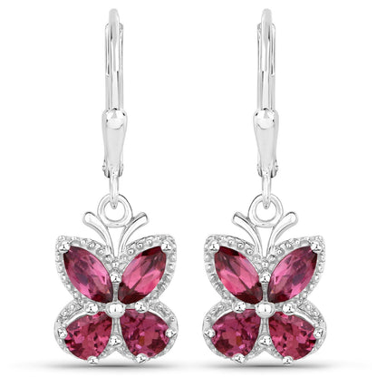 2.52 Carat Genuine Rhodolite Garnet .925 Sterling Silver Earrings  DestGlow