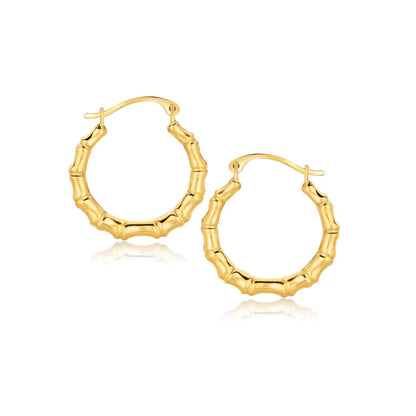 10k Yellow Gold Branch Motif Hoop Earrings  DestGlow