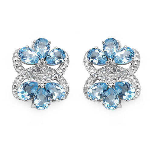 10.26 Carat Genuine Blue Topaz &amp; White Topaz .925 Sterling Silver Earrings by Bids.com