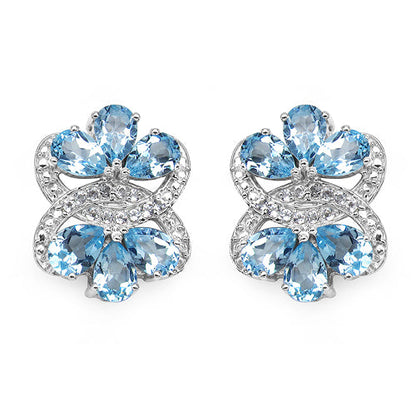 10.26 Carat Genuine Blue Topaz &amp; White Topaz .925 Sterling Silver Earrings by Bids.com