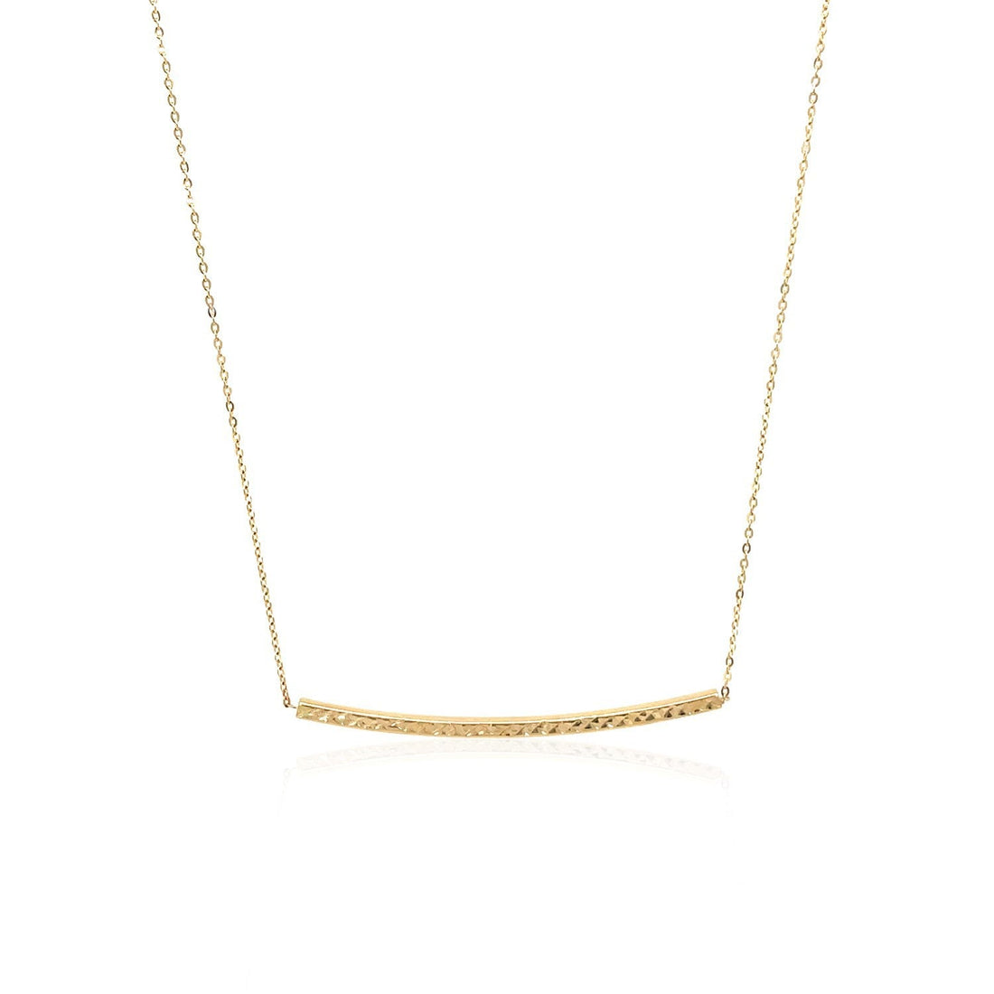 14k Yellow Gold Thin Textured Bar Necklace by Bids.com