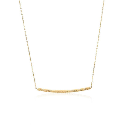 14k Yellow Gold Thin Textured Bar Necklace by Bids.com