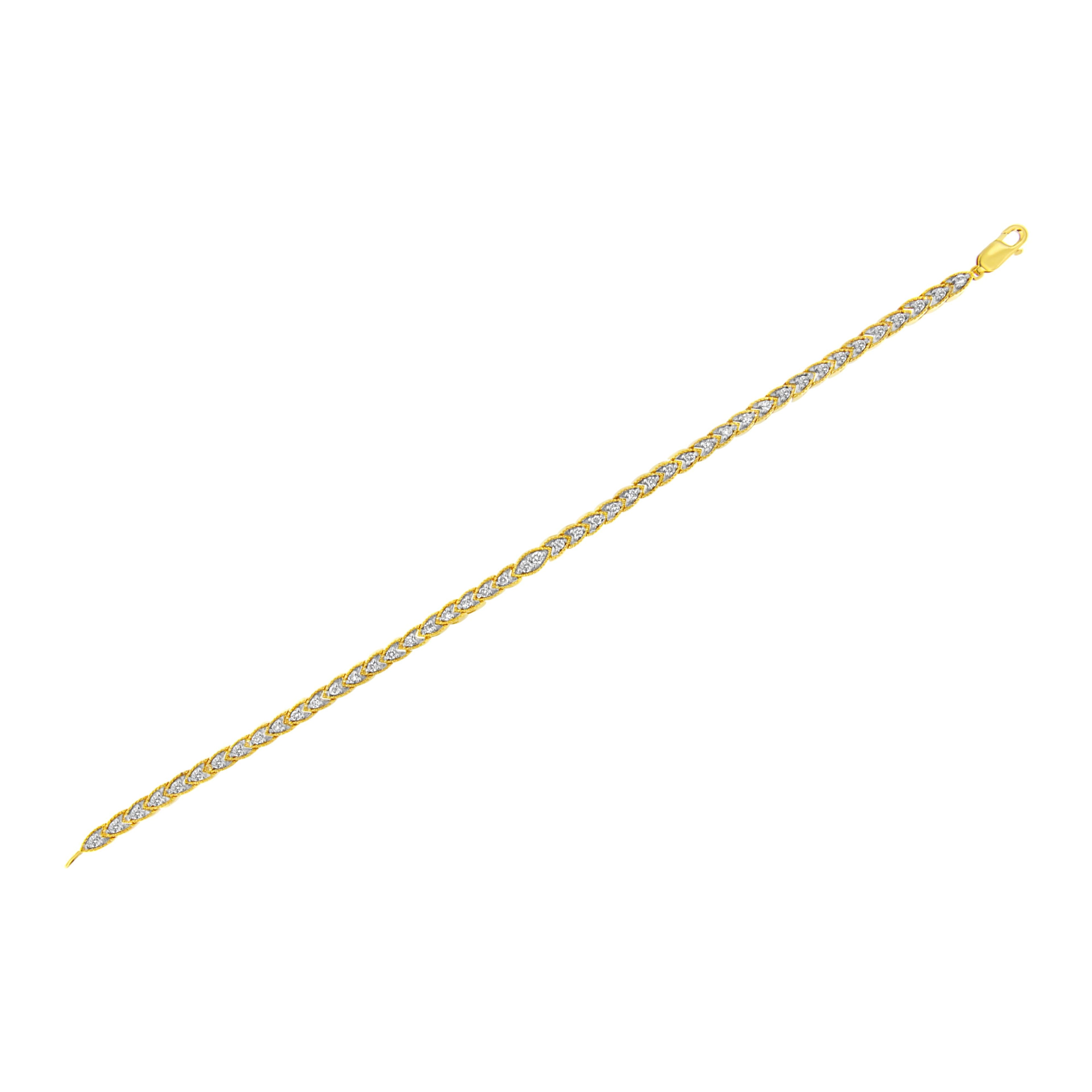 10K Yellow Gold Plated .925 Sterling Silver 1 cttw Prong-Set Diamond Pear Shape Link Bracelet (I-J Color, I1-I2 Clarity) - 7.25" by Bids.com