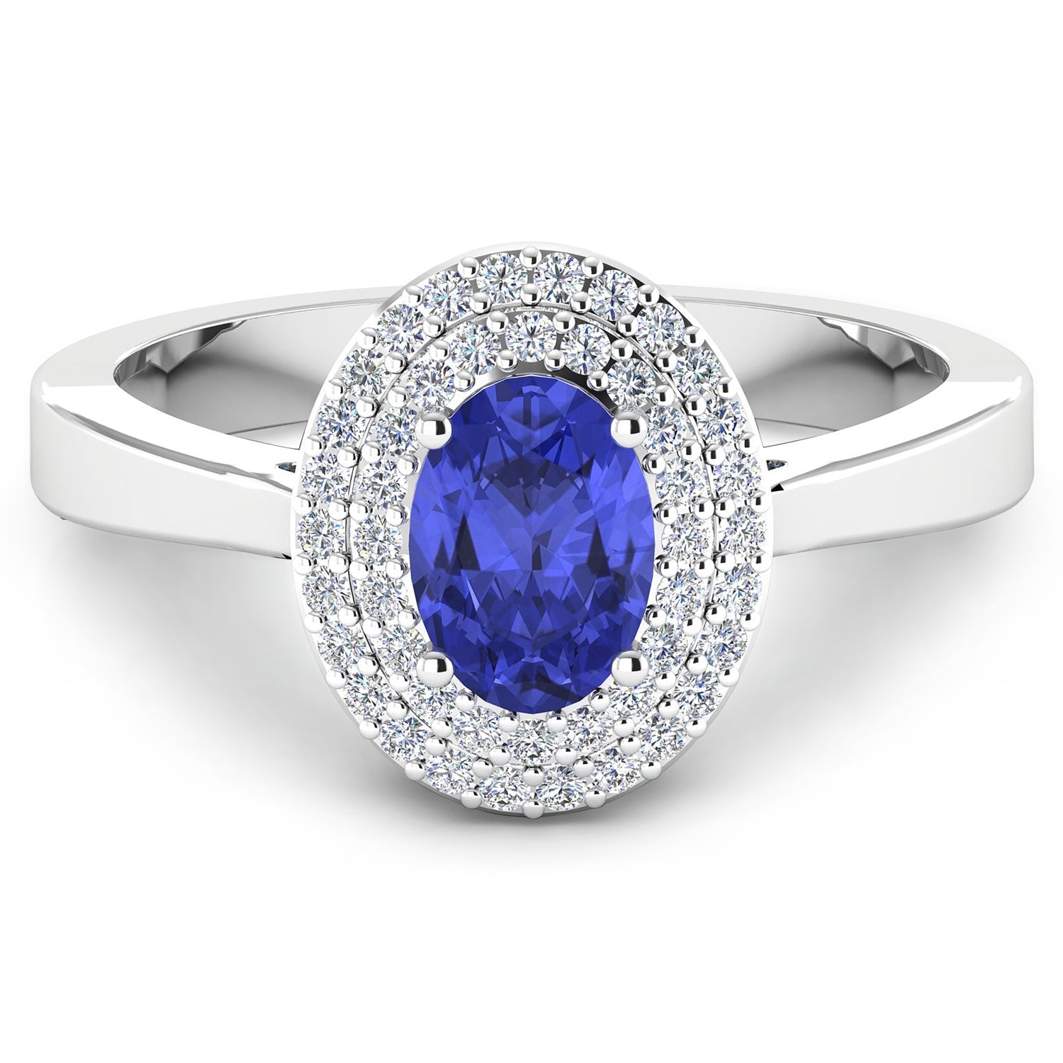 0.91 Carat Genuine Tanzanite and White Diamond 14K White Gold Ring by Bids.com