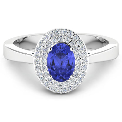 0.91 Carat Genuine Tanzanite and White Diamond 14K White Gold Ring by Bids.com