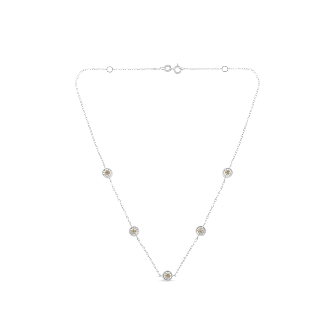 Sterling Silver Diamond Station Necklace (1/2 cttw, I-J Color, I1-I2 Clarity) by Bids.com