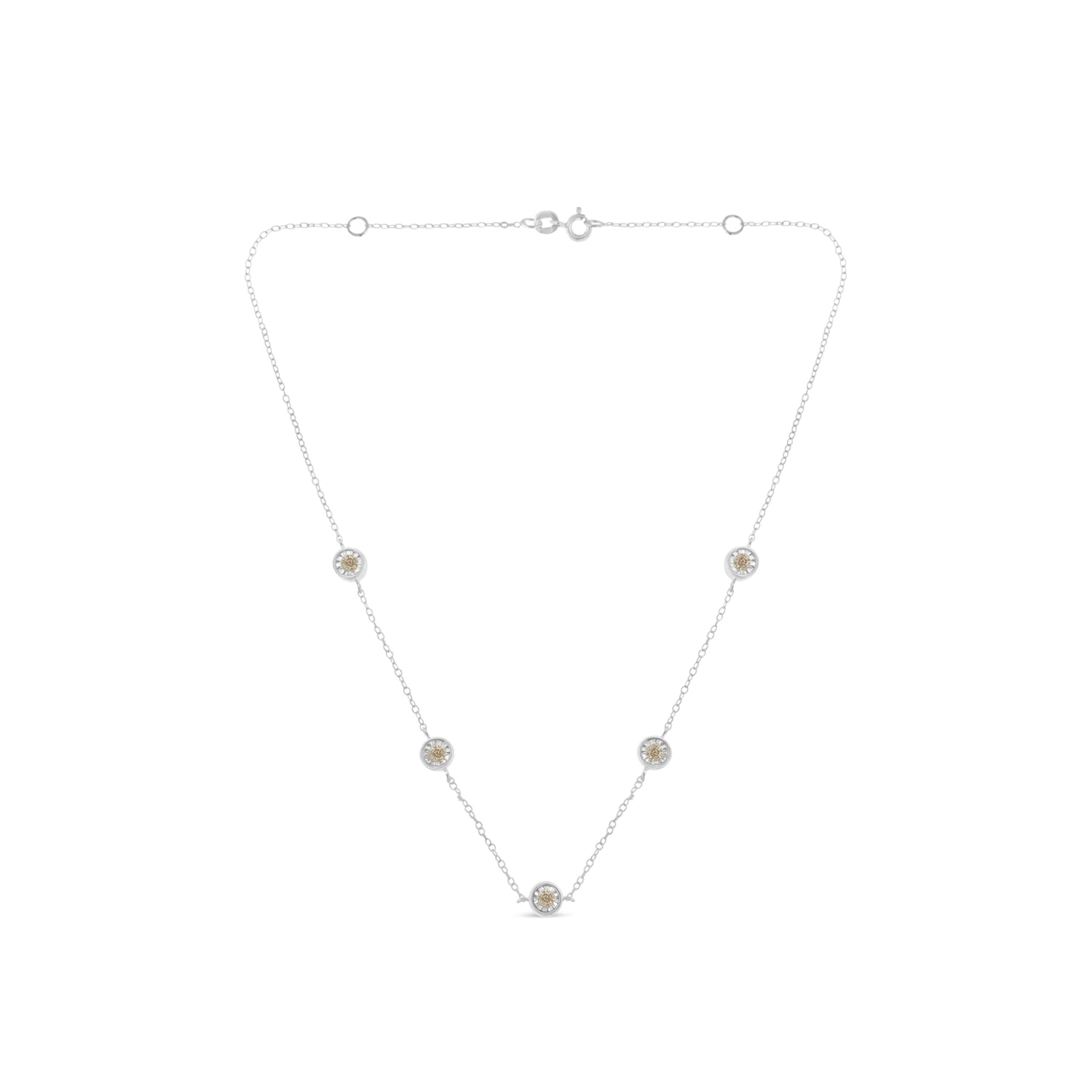 Sterling Silver Diamond Station Necklace (1/2 cttw, I-J Color, I1-I2 Clarity) by Bids.com