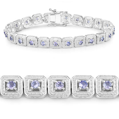 2.40 Carat Genuine Tanzanite .925 Sterling Silver Bracelet  DestGlow