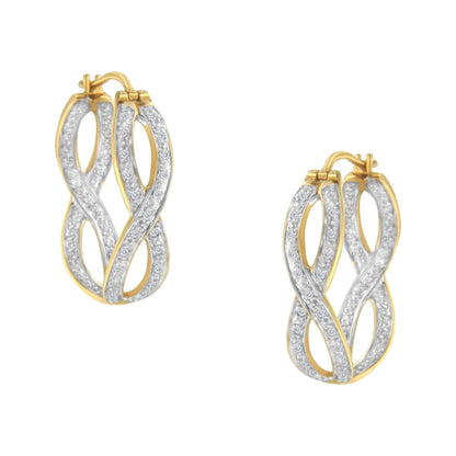 10K Yellow and White Gold 1/4 cttw Diamond Double Infinity Hoop Earrings (I-J Clarity, I1-I2 Color) by Bids.com