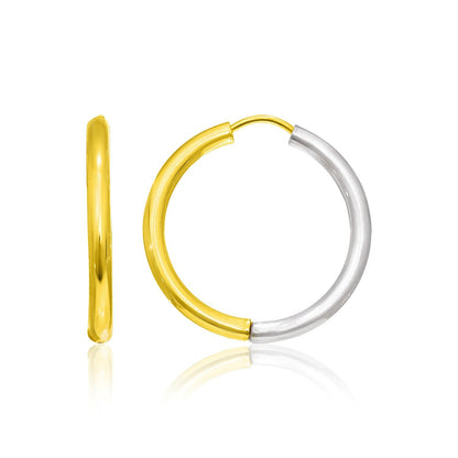 14k Two-Tone Gold Hoop Earrings in a Hinged Style by Bids.com