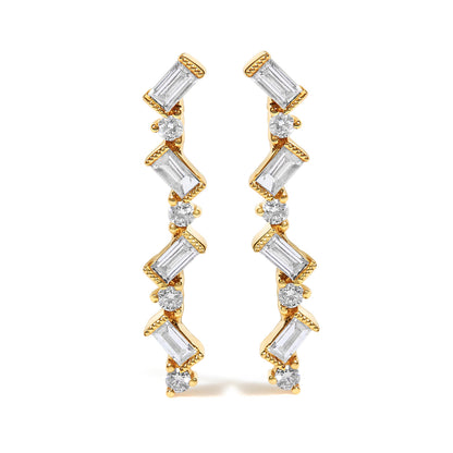14K Yellow Gold 1/2 Cttw Diamond Zig Zag Drop Earrings (I-J Color, SI2-I1 Clarity) by Bids.com