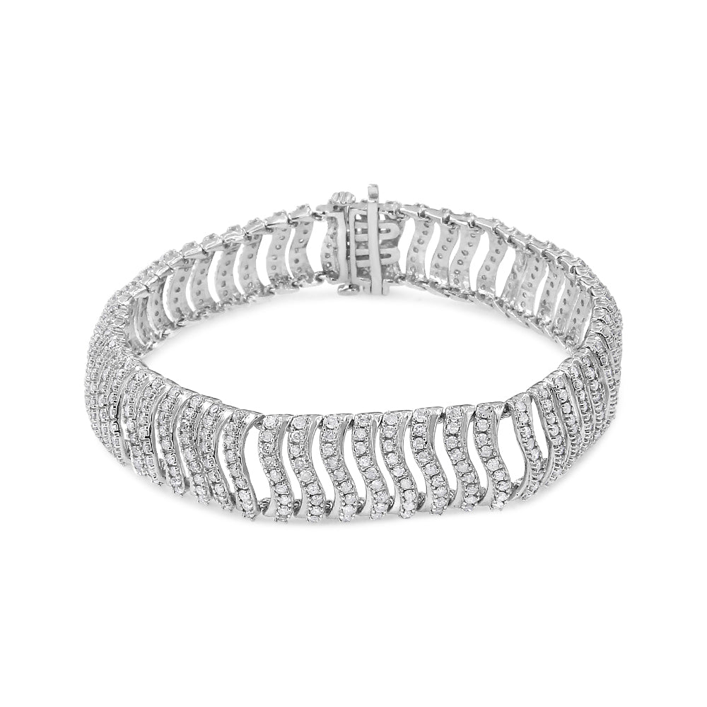 .925 Sterling Silver 5.00 Cttw Round-Cut Diamond "S" Link Bracelet (I-J Color, I3 Clarity) - Size 7.25 by Bids.com