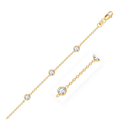 14k Yellow Gold Anklet with Round White Cubic Zirconia by Bids.com