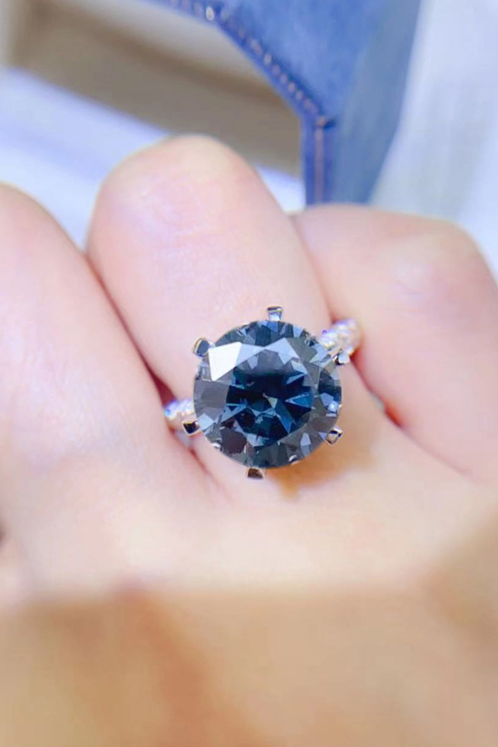 5 Carat Cobalt Blue Blue Brilliant Round Cut Sparkala™ Platinum Over Pure Sterling Silver Ring by Sparkala