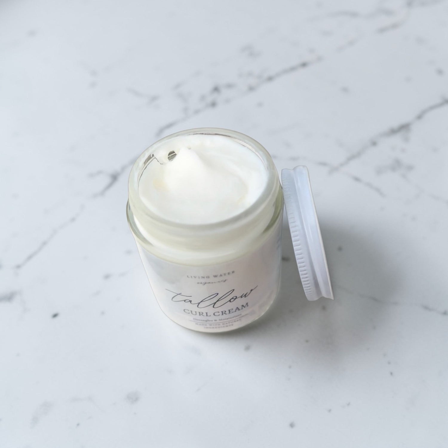 100% Grass Fed Tallow Curl Cream for Curly Hair (Promotes Repairing Damaged or Dry Hair) by Living Water Organics