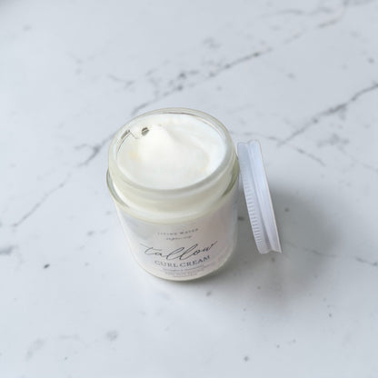 100% Grass Fed Tallow Curl Cream for Curly Hair (Promotes Repairing Damaged or Dry Hair) by Living Water Organics