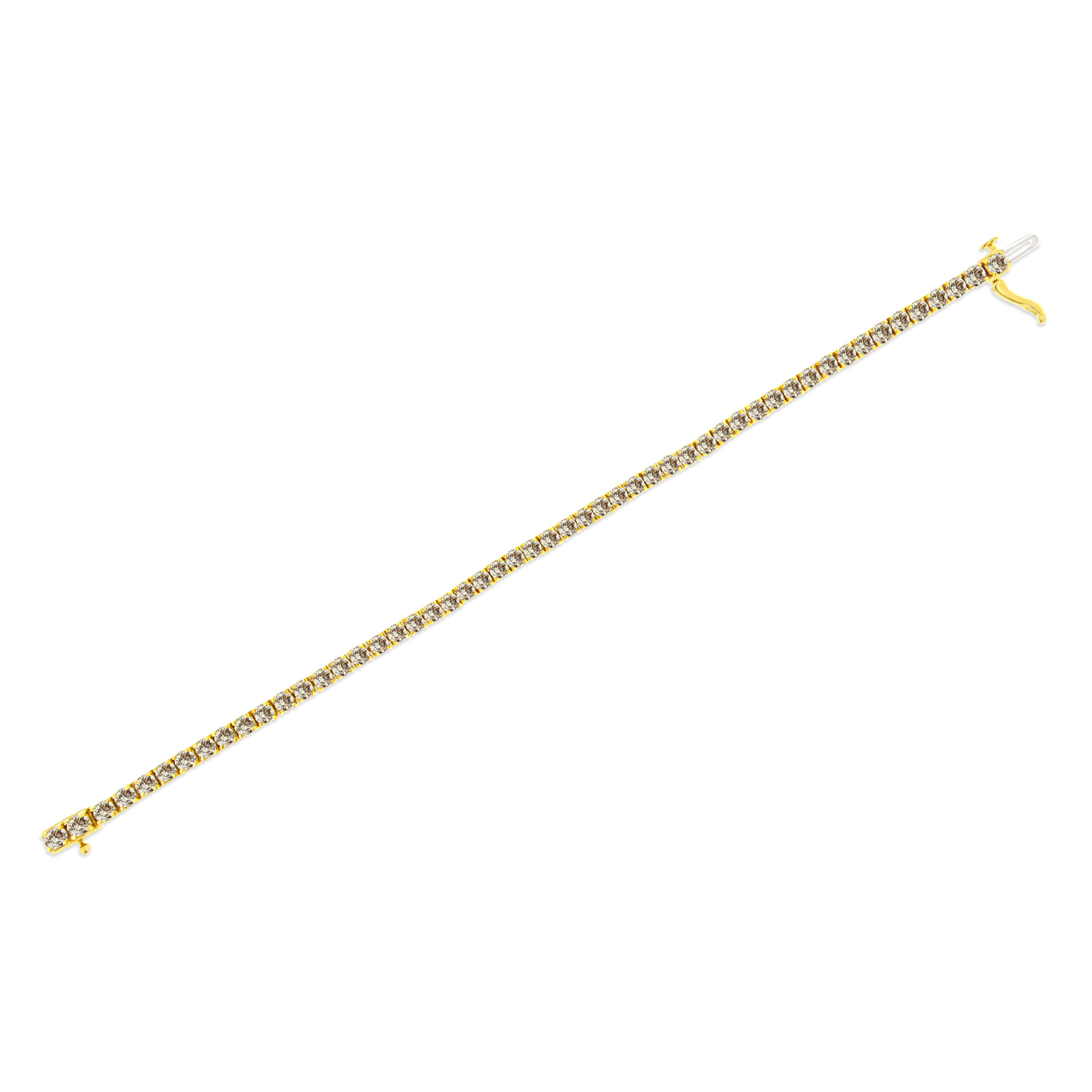 14K Yellow Gold Plated .925 Sterling Silver 8.0 Cttw Diamond Classic Link Tennis Bracelet (K-L Color, I2-I3 Clarity) - 7-1/4" by Bids.com