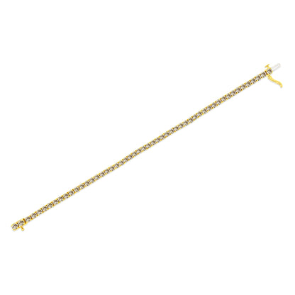14K Yellow Gold Plated .925 Sterling Silver 8.0 Cttw Diamond Classic Link Tennis Bracelet (K-L Color, I2-I3 Clarity) - 7-1/4" by Bids.com