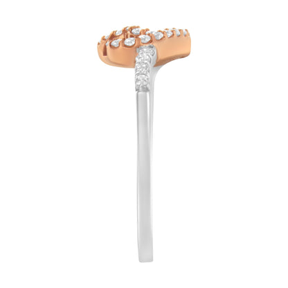 10K Two Toned Gold Diamond Heart Cocktail Ring (1/5 Cttw, H-I Color, I1-I2 Clarity) - Size 6-1/2 by Bids.com