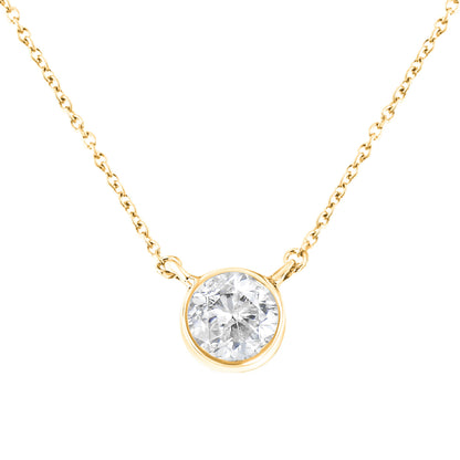 .925 Sterling Silver 1/2 Cttw Diamond Bezel 18" Pendant Necklace (I-J Color, I2-I3 Clarity) by Bids.com