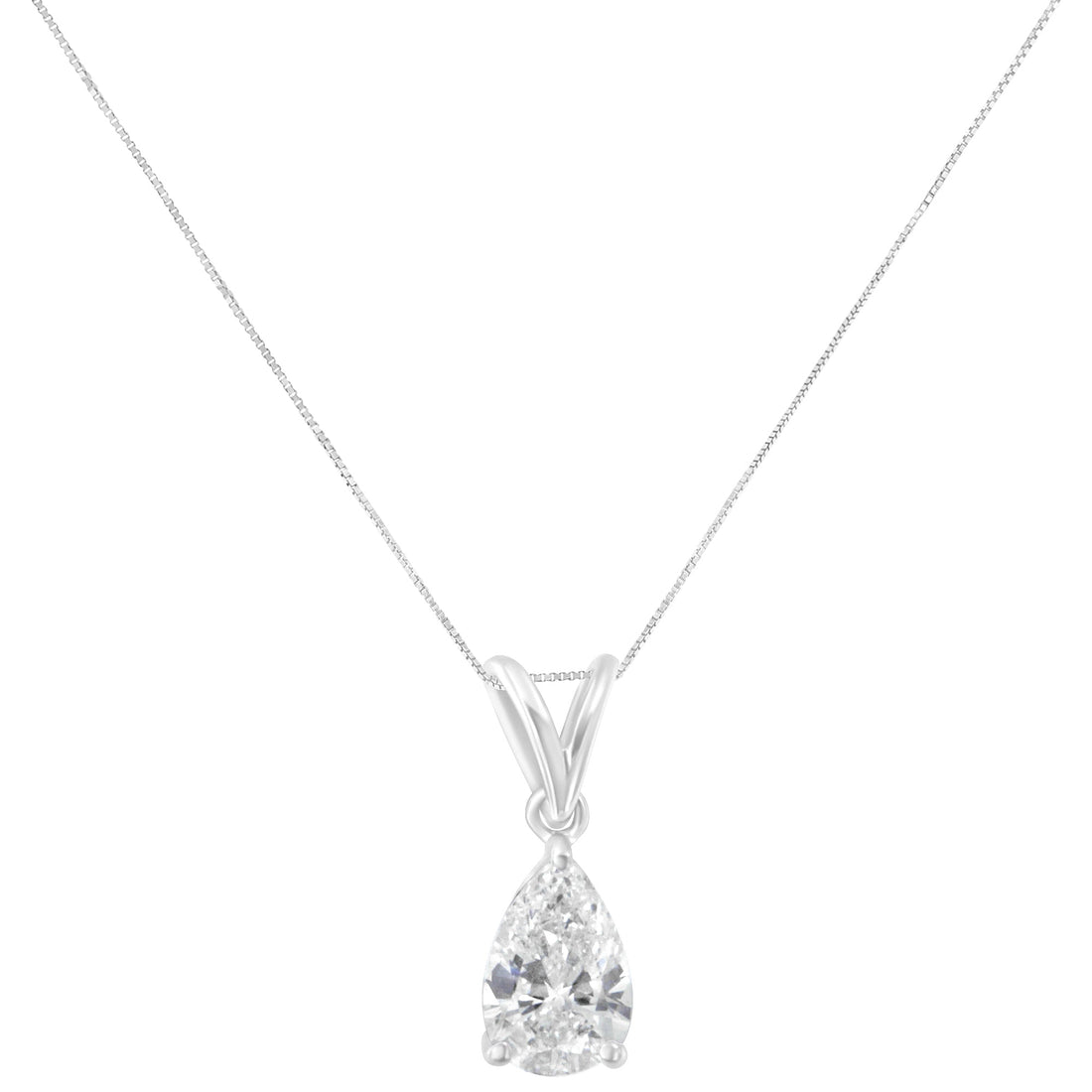 IGI certified 10K White Gold 1/2 cttw Diamond Pear Pendant Necklace (I-J, I1) by Bids.com