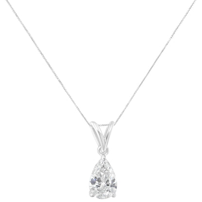 IGI certified 10K White Gold 1/2 cttw Diamond Pear Pendant Necklace (I-J, I1) by Bids.com