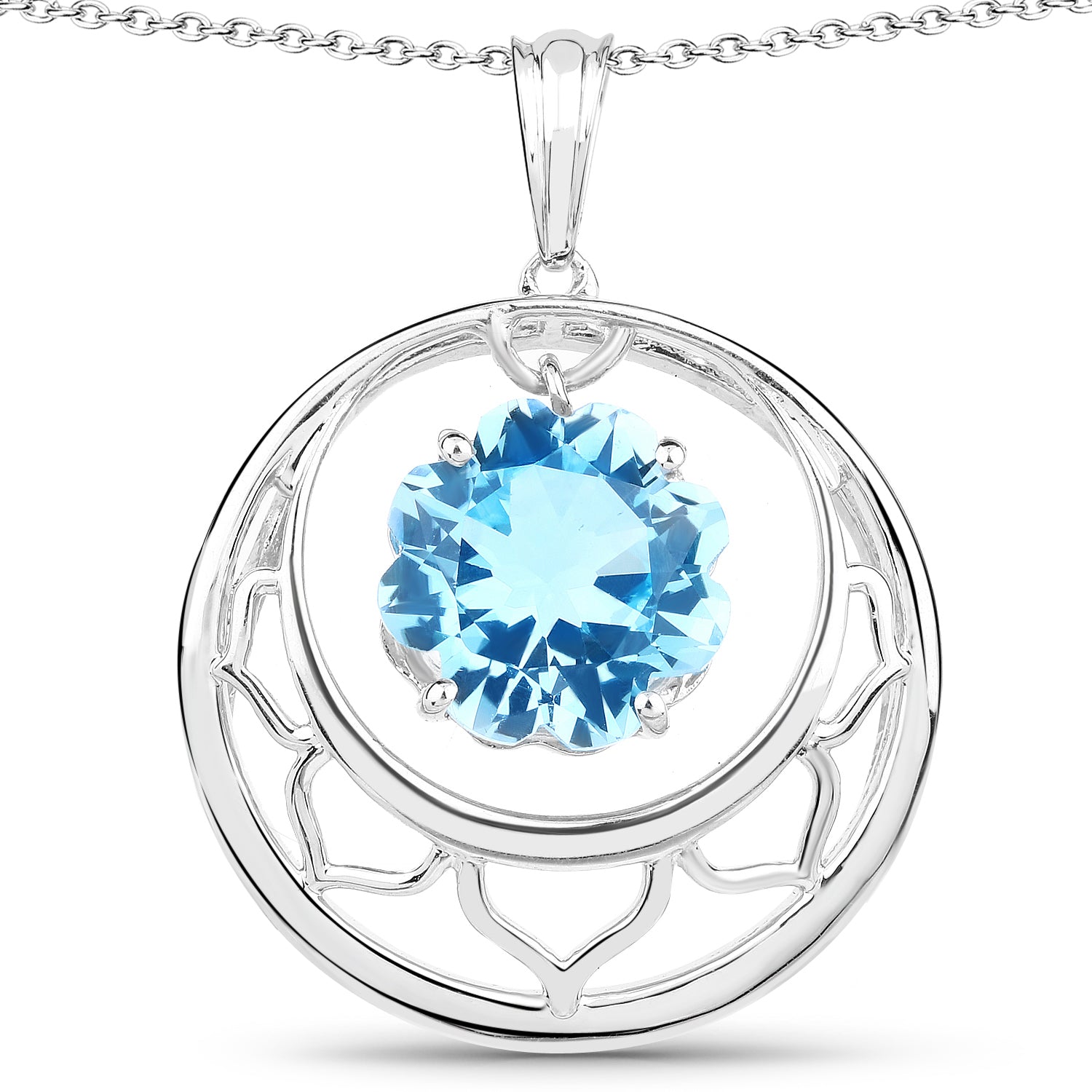 8.75 Carat Genuine Swiss Blue Topaz .925 Sterling Silver Pendant by Bids.com
