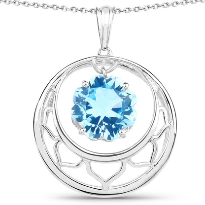 8.75 Carat Genuine Swiss Blue Topaz .925 Sterling Silver Pendant by Bids.com