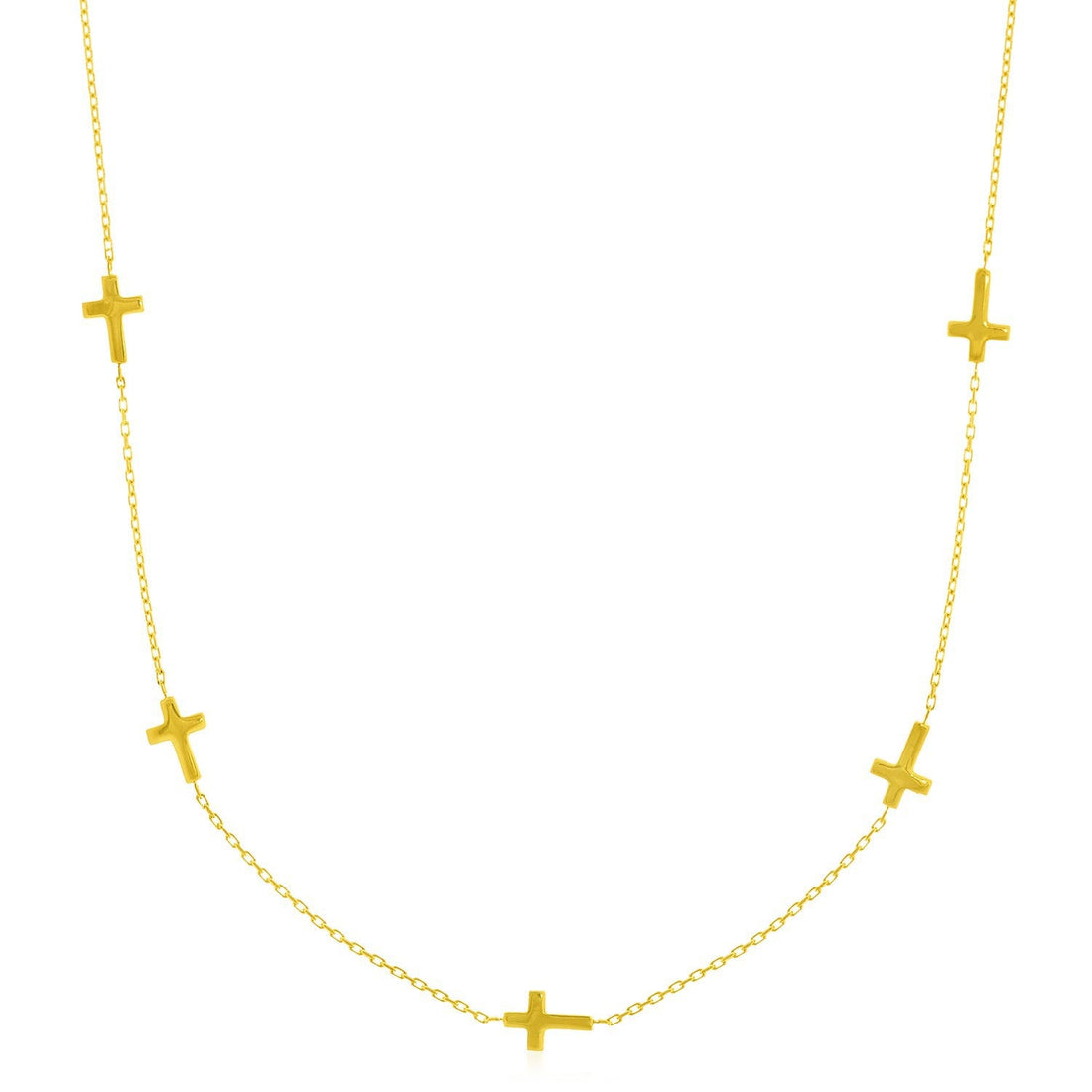 14k Yellow Gold Chain Necklace with Cross Stations by Bids.com