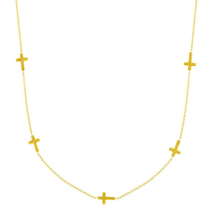 14k Yellow Gold Chain Necklace with Cross Stations by Bids.com