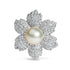 18K White Gold 2 3/4 Cttw Diamond and 12.5 MM Cultured Freshwater Pearl Floral Brooch Pin (G-H Color, VS1-VS2 Clarity) by Bids.com