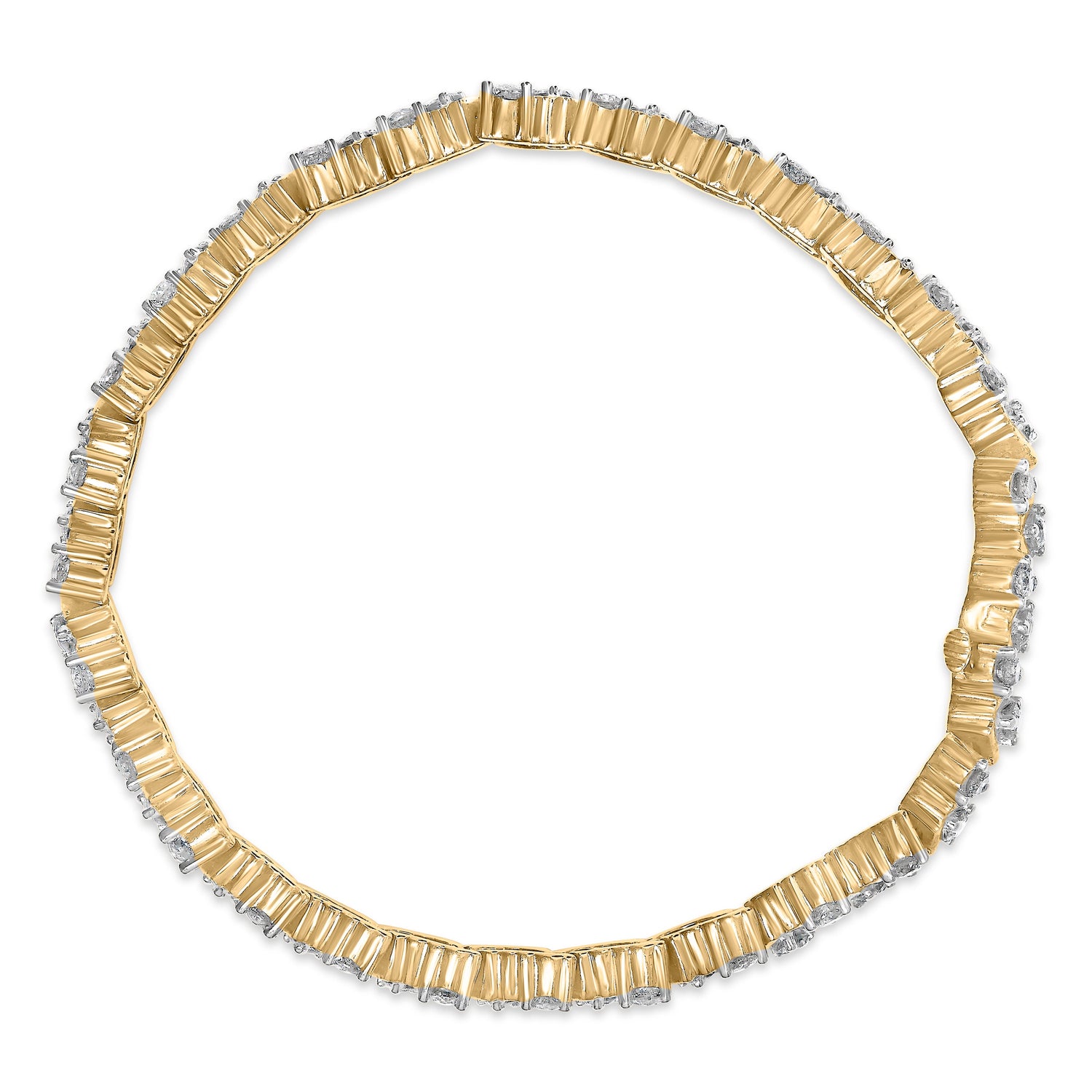 14K Yellow Gold 4.00 Cttw Diamond Triangle Link Tennis Bracelet (H-I Color, I1-I2 Clarity) - 7" Inches by Bids.com