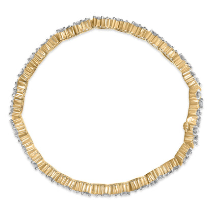 14K Yellow Gold 4.00 Cttw Diamond Triangle Link Tennis Bracelet (H-I Color, I1-I2 Clarity) - 7" Inches by Bids.com