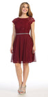 CLEARANCE - Celavie 6394-S Embellished Waist Short Sleeve Dress (Size 2XL) by DiscountDressShop