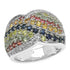 3.07 Carat Genuine Multi Sapphire .925 Sterling Silver Ring by Bids.com