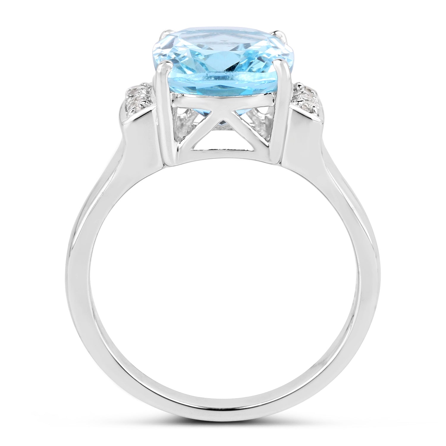 4.28 Carat Genuine Blue Topaz and White Topaz .925 Sterling Silver Ring by Bids.com