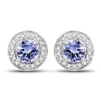 3.22 Carat Genuine Tanzanite &amp; White Topaz .925 Sterling Silver Ring  DestGlow