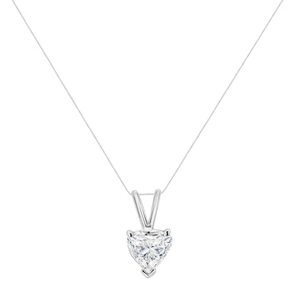 14K White Gold 3/8 Cttw Heart-Shaped Diamond Classic Solitaire 18" Pendant Necklace (H-I Color, VS2-SI1 Clarity) by Bids.com
