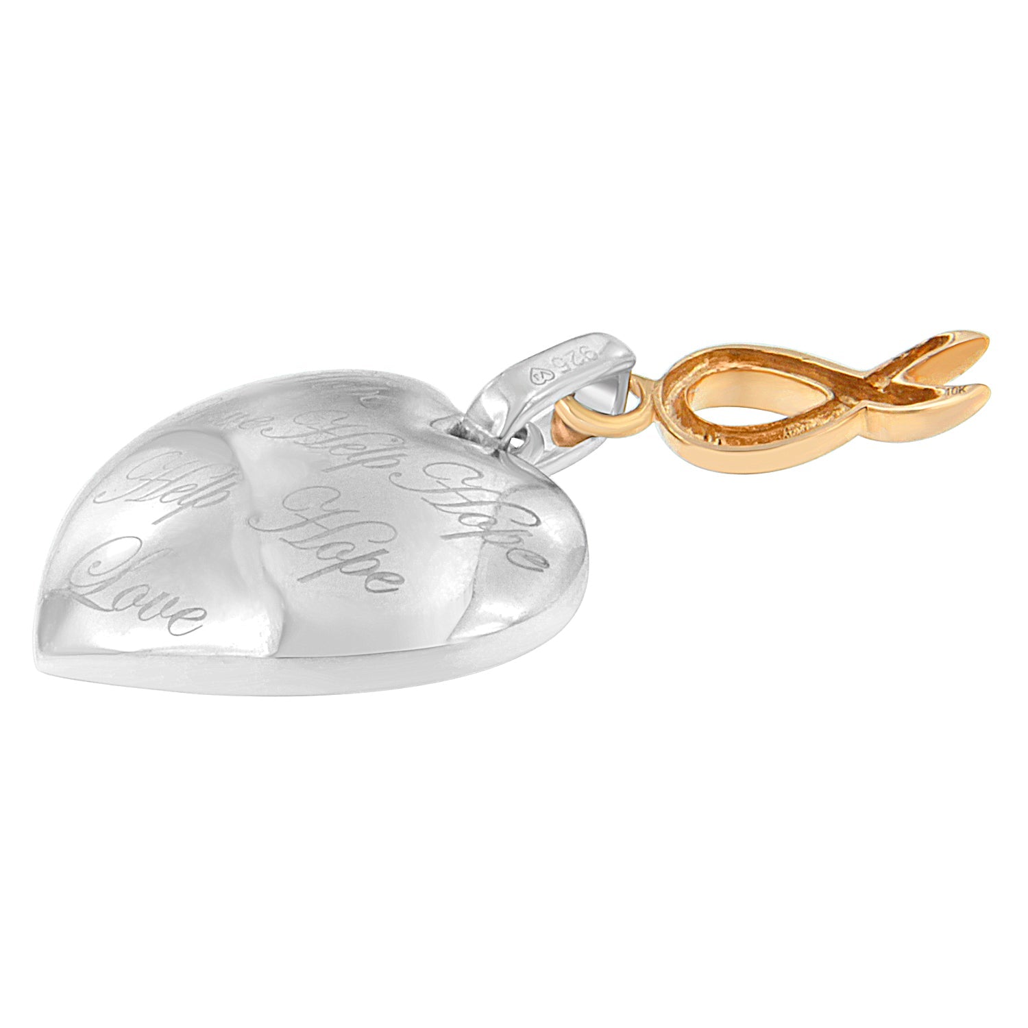 10K Yellow Gold Over Silver Heart Pendant Necklace by Bids.com