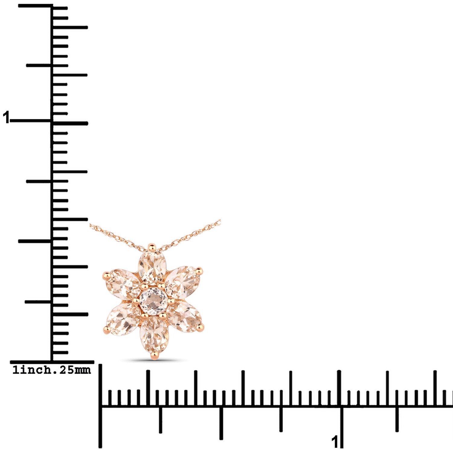 0.99 Carat Genuine Morganite 10K Rose Gold Pendant  DestGlow