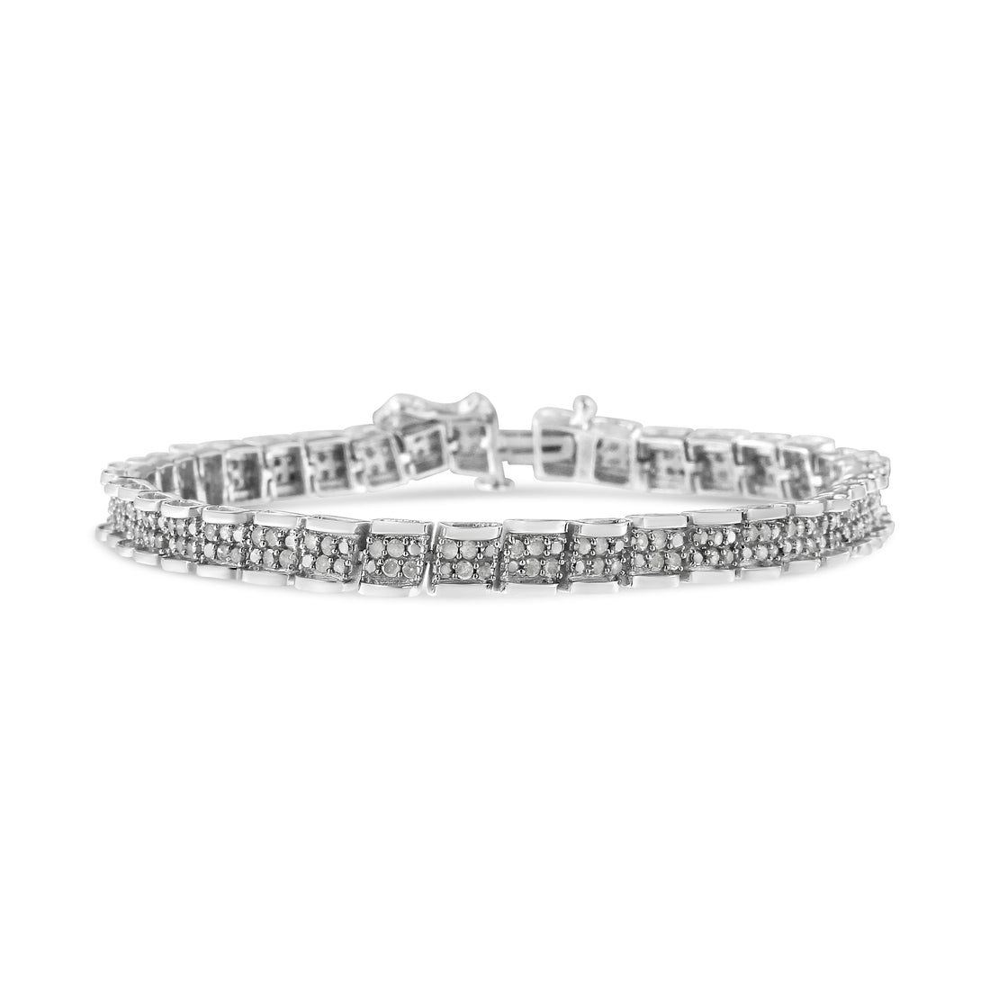 .925 Sterling Silver 2.0 Cttw Diamond 7" Round Miracle Plate Link Bracelet (I-J Color, I2-I3 Clarity) by Bids.com