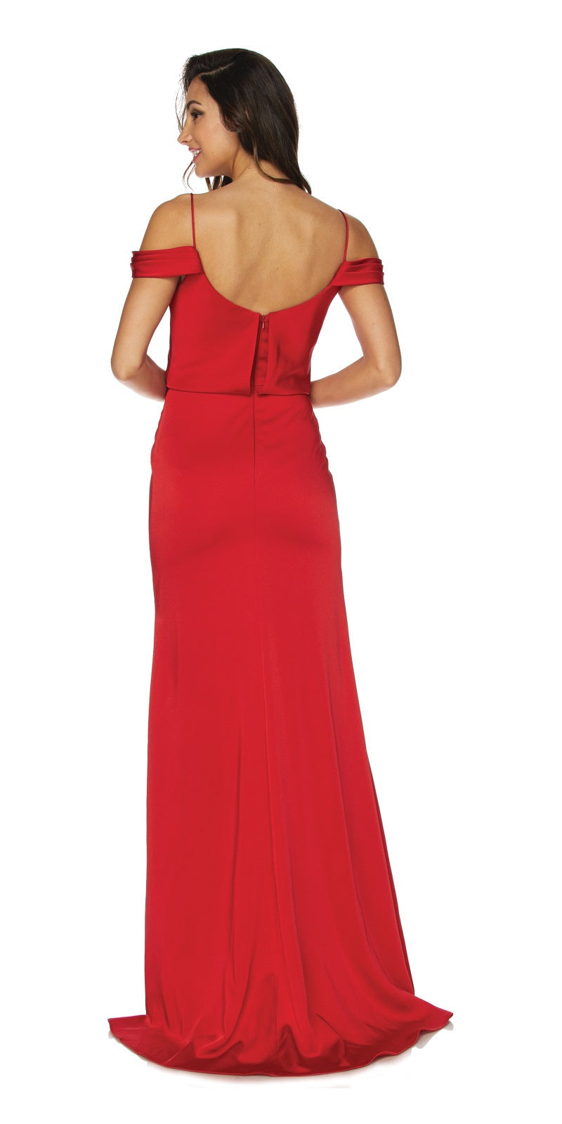 Juliet 641 Off Shoulder Long Dress Spaghetti Strap by DiscountDressShop