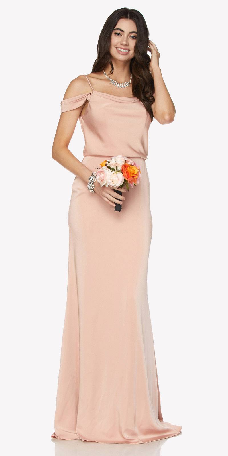 Juliet 641 Off Shoulder Long Dress Spaghetti Strap by DiscountDressShop