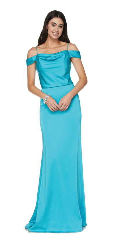 Juliet 641 Off Shoulder Long Dress Spaghetti Strap by DiscountDressShop