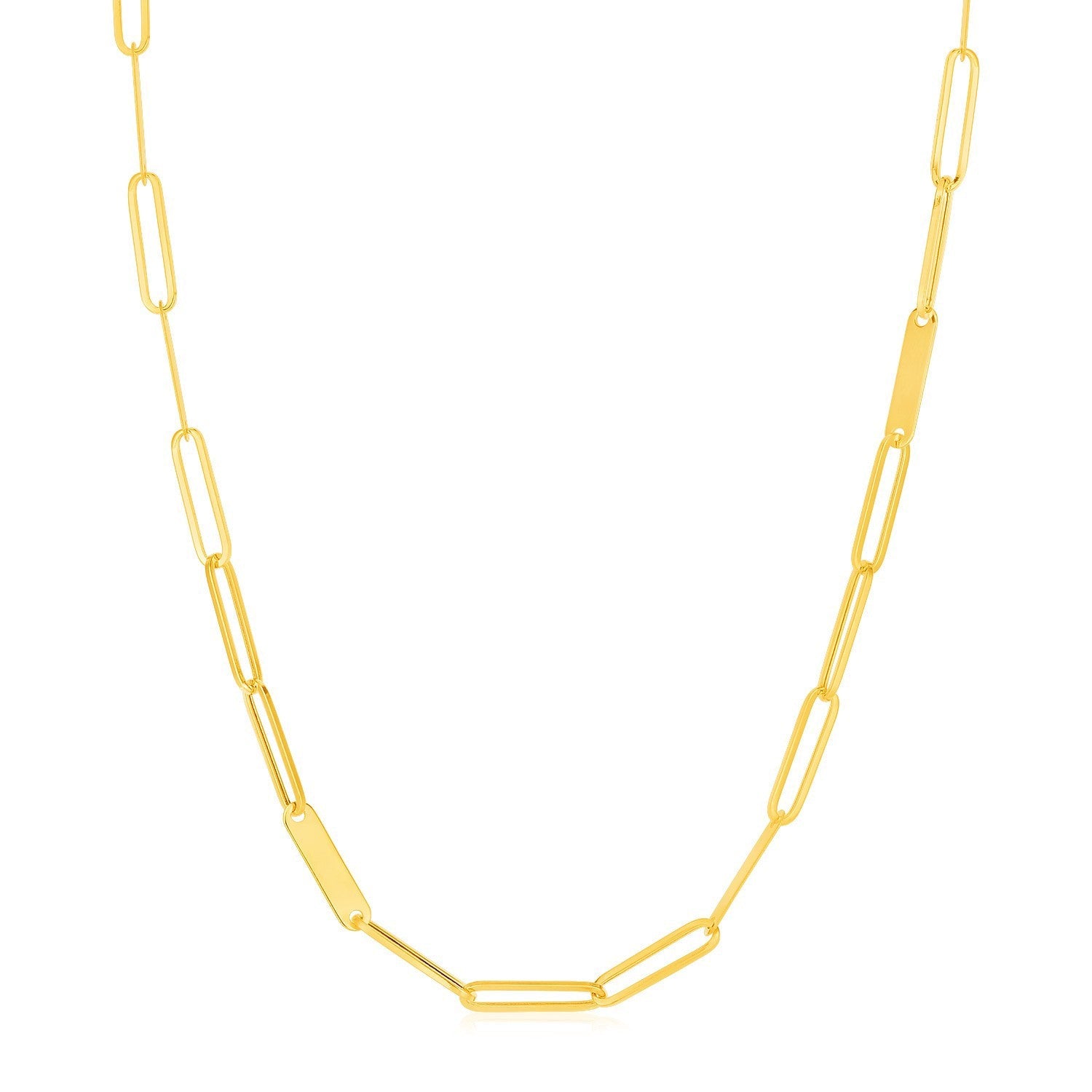 14k Yellow Gold Alternating Paperclip Chain Link and Gold Bar Necklace by Bids.com