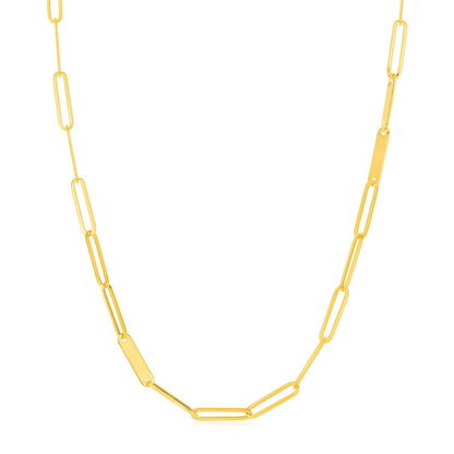 14k Yellow Gold Alternating Paperclip Chain Link and Gold Bar Necklace by Bids.com