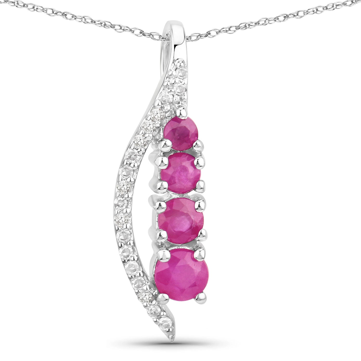 0.43 Carat Genuine Ruby and White Diamond 14K White Gold Pendant by Bids.com