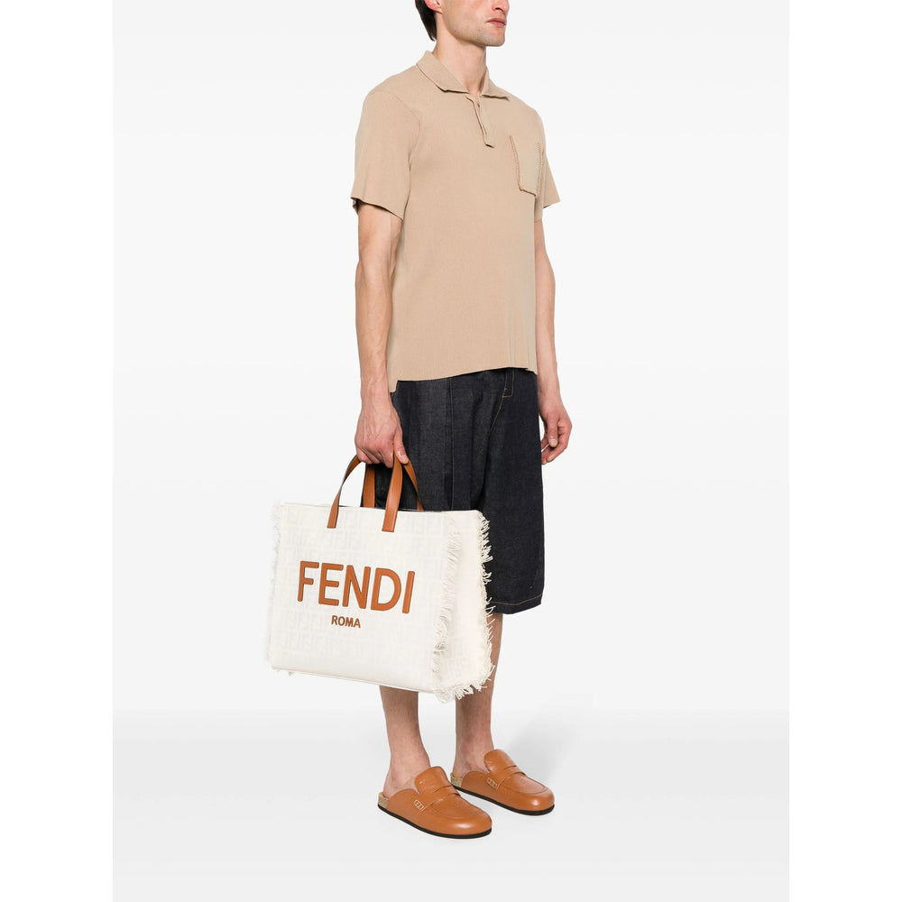Fendi Neutrals Tote Bags Men by Luosophy