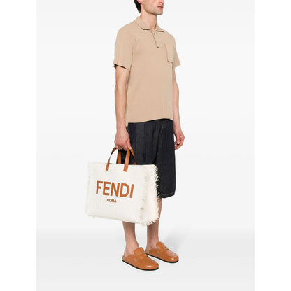 Fendi Neutrals Tote Bags Men by Luosophy