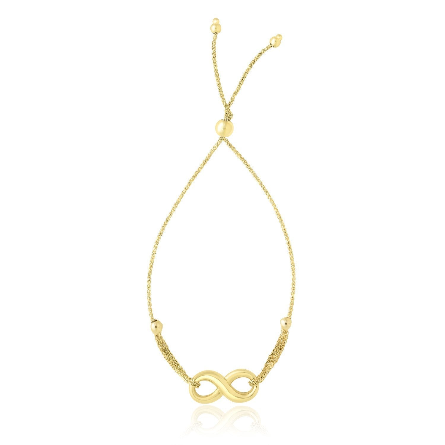 14k Yellow Gold Infinity Motif Adjustable Lariat Bracelet  DestGlow